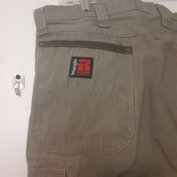 Wrangler RIGGS Workwear Mens 40x32 Canvas Double Front Knee Cargo Pants Brown - Picture 8 of 11